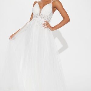 Elegant White Lace Gown